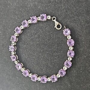 Stunning Amethyst and White Topaz Tennis Bracelet